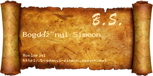 Bogdányi Simeon névjegykártya